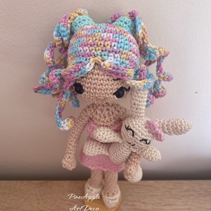 Pinkie horgolt baba amigurumi kis nyuszival (Messza) - játék & sport - baba & babaház - baba - Meska.hu