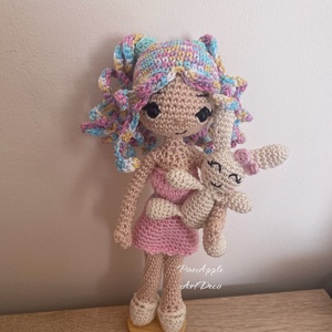 Pinkie horgolt baba amigurumi kis nyuszival (Messza) - játék & sport - baba & babaház - baba - Meska.hu