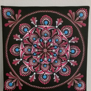 Mandala vászonkép - Bordó-rózsaszín-türkiz, Otthon & Életmód, Dekoráció, Kép & Falikép, Vászonkép, Festett tárgyak, MESKA