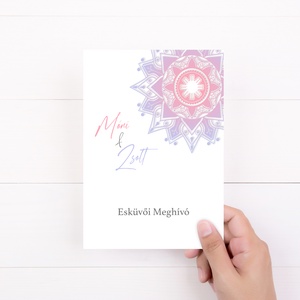 Mandala Esküvői Meghívó, Mintás Esküvői Meghívó, Ezoterikus Esküvői Meghívó, Minimal Esküvői Meghívó, Esküvő, Meghívó & Kártya, Meghívó, Fotó, grafika, rajz, illusztráció, Papírművészet, MESKA