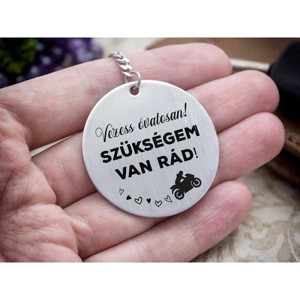 Vezess óvatosan acél medálos kulcstartó, Táska & Tok, Kulcstartó & Táskadísz, Kulcstartó, , MESKA