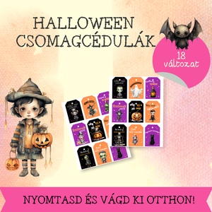 Halloween csomagcédula, Otthon & Életmód, Dekoráció, Halloween, Halloweeni meghívó, képeslap, ajándékkísérő, Fotó, grafika, rajz, illusztráció, MESKA