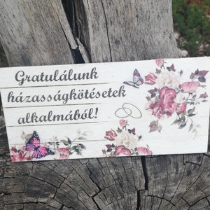 Esküvői mini fa-raklap hűtőmágnes. :-) , Otthon & Életmód, Konyhafelszerelés, tálalás, Konyhai dekoráció, Hűtőmágnes, Decoupage, transzfer és szalvétatechnika, Festett tárgyak, MESKA