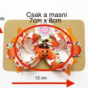 Halloween, tök mintás nagy masnis hajcsat - otthon & életmód - dekoráció - halloween - halloweeni jelmez és kiegészítők - Meska.hu