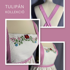 Tulipán kollekció- fehér-rózsaszín kötény - otthon & életmód - konyhafelszerelés, tálalás - konyhai textil - kötény - Meska.hu