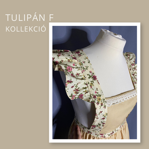 Tulipán F kollekció- bézs kötény - otthon & életmód - konyhafelszerelés, tálalás - konyhai textil - kötény - Meska.hu