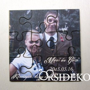 Puzzle köszönetajándék saját képpel, organza zsákban, Esküvő, Emlék & Ajándék, Köszönőajándék, , MESKA