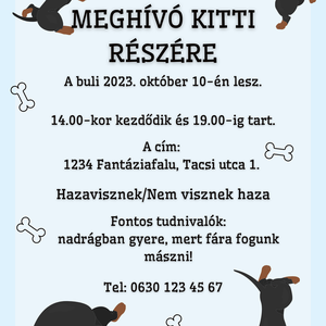 Születésnapi tacskós meghívó - otthon & életmód - papír írószer - meghívó - Meska.hu