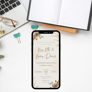 Esküvői meghívó videó barna virágos - esküvő - meghívó & kártya - meghívó - Meska.hu