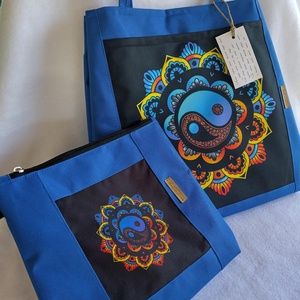  Kék Ying -Yang mintás shopper bag, Táska & Tok, Variálható táska, Varrás, MESKA