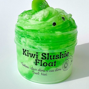 Kiwi Slushie Float - clear slime - icee slime - kiwi slime - Illatos Slime - ASMR (ragacsgyurma, ragacs, nyálka) - játék & sport - készségfejlesztő és logikai játék - szín és formaválogató játékok - Meska.hu