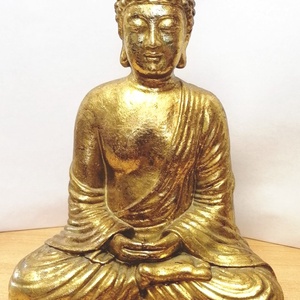 Aranyozott meditáló Buddha kerámia szobor. Értékes ritkaság, Művészet, Szobor, Kerámia, Kerámia, MESKA