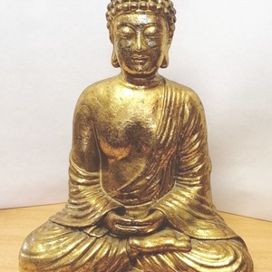 Aranyozott meditáló Buddha kerámia szobor. Értékes ritkaság - művészet - szobor - kerámia - Meska.hu