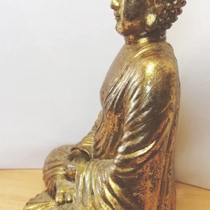 Aranyozott meditáló Buddha kerámia szobor. Értékes ritkaság - művészet - szobor - kerámia - Meska.hu