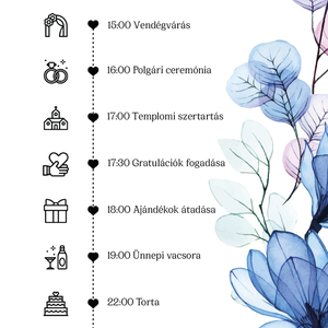 Blue Magnolia esküvői meghívó - egylapos, kétoldalas - esküvő - meghívó & kártya - meghívó - Meska.hu