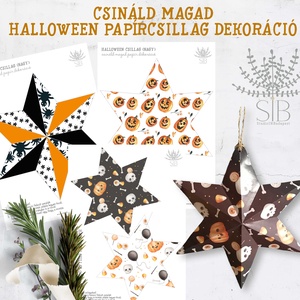 Halloween mintás csináld magad letölthető papírcsillag dekoráció DIY - diy (csináld magad) - szabásminta, útmutató - Meska.hu