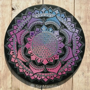  Rózsaszín-lila-fekete Mandala, Otthon & Lakás, Dekoráció, Spiritualitás, Mandala, Festett tárgyak, MESKA