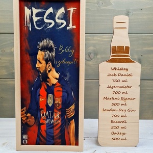 MESSI ITALOS AJÁNDÉK DÍSZDOBOZ ALKALMAKRA, Otthon & Lakás, Konyhafelszerelés, tálalás, Tálalás, Bortartó, Gravírozás, pirográfia, Fotó, grafika, rajz, illusztráció, MESKA