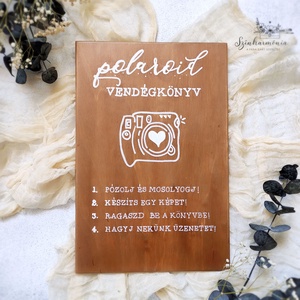 Polaroid vendégkönyv - Esküvői tábla (A4), Esküvő, Dekoráció, Tábla & Jelzés, Festett tárgyak, Fotó, grafika, rajz, illusztráció, MESKA