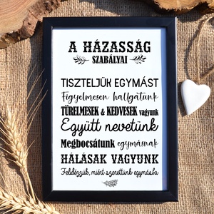 A házasság szabályai dekor grafika - Valentin-napra - A/4-es fotópapírra vagy keretezve - otthon & életmód - dekoráció - fali és függő dekoráció - falra akasztható dekor - Meska.hu