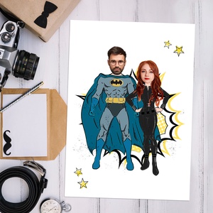 Szuperpáros! Szuperhősös Batmanes grafika választható figurákkal, fotópapíron vagy keretezve (A/4) - művészet - grafika & illusztráció - digitális - Meska.hu