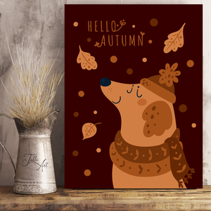 Hello Autumn - kutya - őszi vászonkép különböző méretben, Otthon & Életmód, Dekoráció, Kép & Falikép, Táblakép, , MESKA