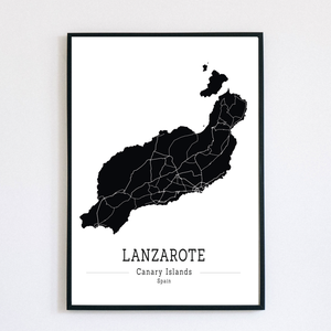 LANZAROTE (Kanári-szigetek) színes minimalista dekorációs térkép, Otthon & Lakás, Dekoráció, Kép & Falikép, Poszter, Fotó, grafika, rajz, illusztráció, MESKA