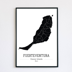 FUERTEVENTURA (Kanári-szigetek) színes minimalista dekorációs térkép - otthon & lakás - dekoráció - kép & falikép - poszter - Meska.hu