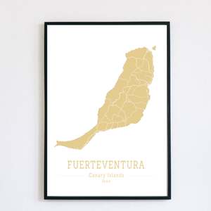 FUERTEVENTURA (Kanári-szigetek) színes minimalista dekorációs térkép - otthon & lakás - dekoráció - kép & falikép - poszter - Meska.hu