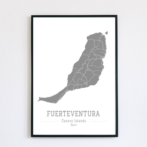 FUERTEVENTURA (Kanári-szigetek) színes minimalista dekorációs térkép - otthon & lakás - dekoráció - kép & falikép - poszter - Meska.hu