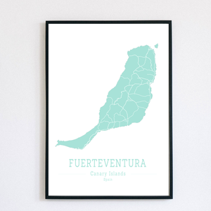 FUERTEVENTURA (Kanári-szigetek) színes minimalista dekorációs térkép - otthon & lakás - dekoráció - kép & falikép - poszter - Meska.hu