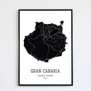 GRAN CANARIA (Kanári-szigetek) színes minimalista dekorációs térkép, Otthon & Lakás, Dekoráció, Kép & Falikép, Poszter, Fotó, grafika, rajz, illusztráció, MESKA