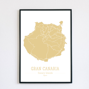 GRAN CANARIA (Kanári-szigetek) színes minimalista dekorációs térkép - otthon & lakás - dekoráció - kép & falikép - poszter - Meska.hu