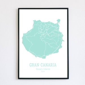 GRAN CANARIA (Kanári-szigetek) színes minimalista dekorációs térkép - otthon & lakás - dekoráció - kép & falikép - poszter - Meska.hu