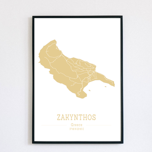 ZAKYNTHOS (Görögország) színes minimalista dekorációs térkép - otthon & lakás - dekoráció - kép & falikép - poszter - Meska.hu