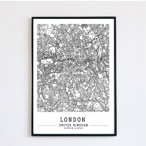 Minimalista LONDON fekete-fehér dekorációs térkép , Otthon & Lakás, Dekoráció, Kép & Falikép, Poszter, Fotó, grafika, rajz, illusztráció, MESKA