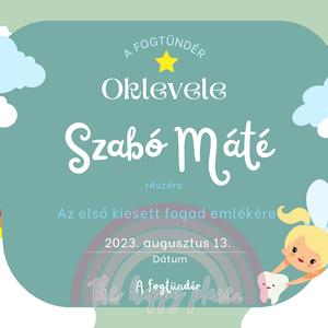 Oklevél a fogtündértől / Első fog / Fogzási napló / Oklevél 4. - otthon & lakás - babaszoba, gyerekszoba - babaszoba kép - Meska.hu