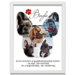 Fotókollázs FRANCIA BULLDOG sziluettel/1, Művészet, Kollázs, Fotó, grafika, rajz, illusztráció, MESKA