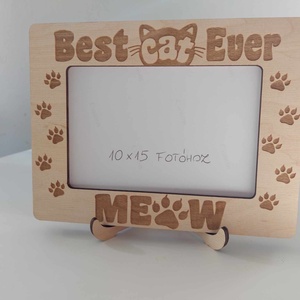 TotiWood cicás képkeret best cat ever fekvő, 10x15 képhez, Otthon & Lakás, Dekoráció, Kép & Falikép, Képkeret, Famegmunkálás, MESKA