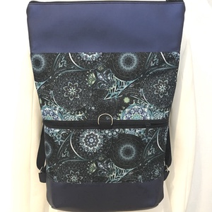 Türkiz mandala mintás rolltop hátizsák/hátitáska, vízálló - táska & tok - hátizsák - roll top hátizsák - Meska.hu