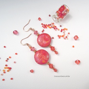 Padparadscha  -  pink fülbevaló, Swarovski fülbevaló, lógós fülbevaló - ékszer - fülbevaló - lógó fülbevaló - Meska.hu