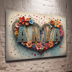 ANYA felirat virágokkal 8  vászonkép 60x40 cm, Otthon & Életmód, Dekoráció, Kép & Falikép, Vászonkép, Fotó, grafika, rajz, illusztráció, MESKA