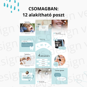 Egyéni Istagram feed - Fogászat PuzzleFeed Canva template - művészet - grafika & illusztráció - digitális - Meska.hu