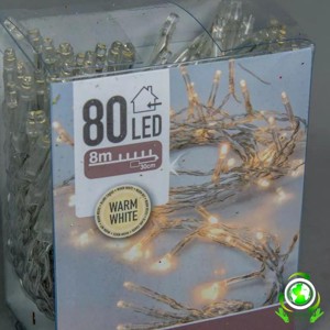 80 led-es fényfüzér elemes (elem nélkül) - melegfehér, Kellékek & szerszámok, Dekorációs kellékek, LED-es fényfüzér, , MESKA