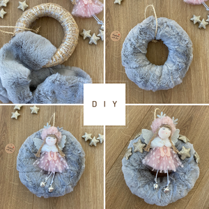 DIY adventi angyalkás ajtódísz, szőrmés kopogtató - Meska.hu