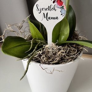 Selyemvirág orchidea / Örök orchidea kerámia kaspóban, felirattal anyák napjára - otthon & életmód - dekoráció - virágdísz és tartó - csokor & virágdísz - Meska.hu