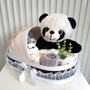 Panda maci bölcső pelenkatorta 2-5 kg, pelenkatorony, babaváró csomag - Meska.hu