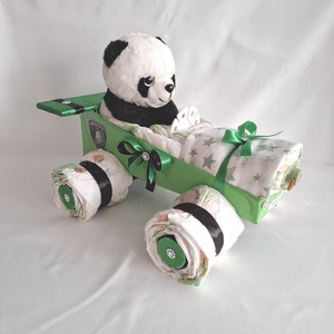 Lamborghini panda  autó pelenkatorta, 3-6 kg pelenkatorony, babaváró csomag, Játék & Sport, Babalátogató ajándékcsomag, Mindenmás, MESKA