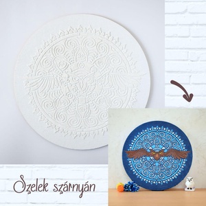 Szelek szárnyán  30 cm-es, festenivaló, baglyos domborműves alap - diy (csináld magad) - egységcsomag - Meska.hu