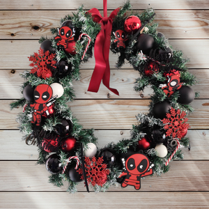 Deadpool ajtódísz, Karácsony, Adventi díszek, Adventi ajtódísz, Mindenmás, Virágkötés, MESKA